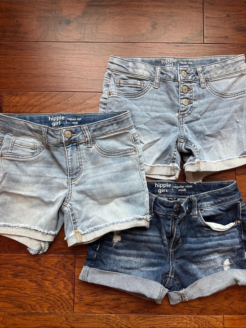 hippie girl Girls' 3-Pack Denim Shorts - Light & Dark Blue